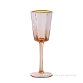 Nordic Hexagonal Hammer Stripe Gold-Rimmed Wine Glass